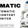 Aiomatic - Escritor e editor automático de conteúdo de IA, GPT-3 e GPT-4, ChatGPT ChatBot e AI Toolk